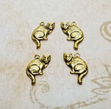 Small Matte Gold Ox Cat Charms (4) - GOTC4869LR