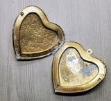 XLarge Matte Gold With White Patina Ornate Heart Locket (1) - GWG090