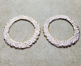 Matte Gold With White Patina Floral Wreath Stampings (2) - GWRAT139