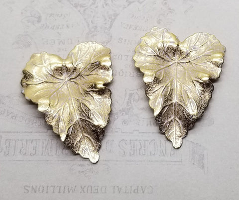 Large Matte Gold With White Patina Ivy Leaves (2) - GWSG1460