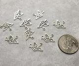 Small Antique Silver Origami Crane Bird Connectors (10) - L1005