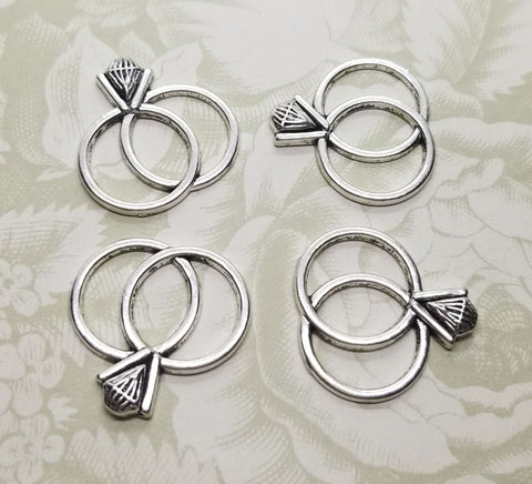 Silver Wedding Ring Charms (4) - L1012