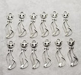 Antique Silver Kitty Cat Charms (12) - L1017