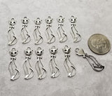 Antique Silver Kitty Cat Charms (12) - L1017