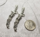 Large Antique Silver Double Sided Knife Sword Charms (2) - L1020
