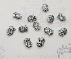 Small Antique Silver Double Sided Owl Beads (12) - L1023