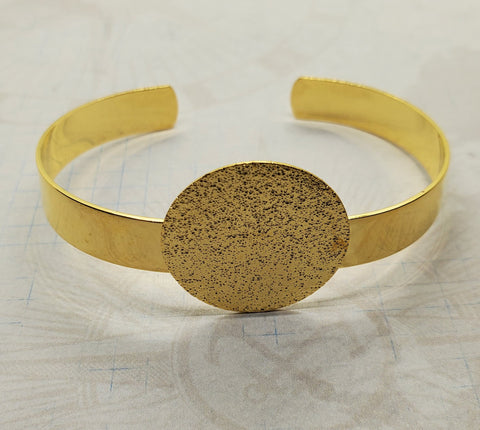 Gold Adjustable Cuff Bracelet With 25mm Setting Pad (1) - L1085
