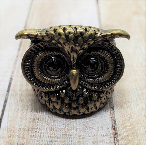 Chunky Antique Bronze Owl Ring (1) - L1097
