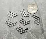 Silver Honeycomb Connector Charms (6) - L1112