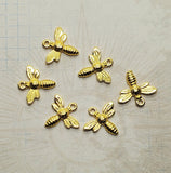 Tiny Gold Honey Bee Charms (6) - L1123