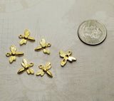 Tiny Gold Honey Bee Charms (6) - L1123