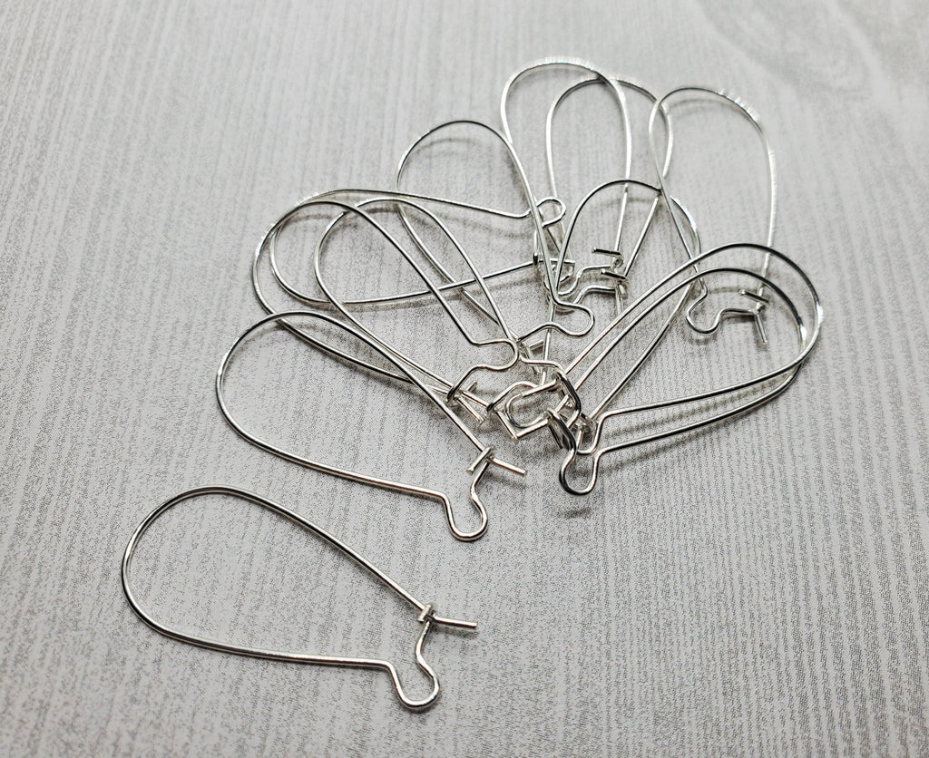 Bright Silver Kidney Ear Wires (12) - L1161