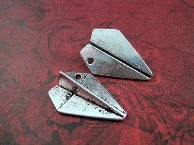 21x31mm Antique Silver Paper Airplane Charm (2) - L716