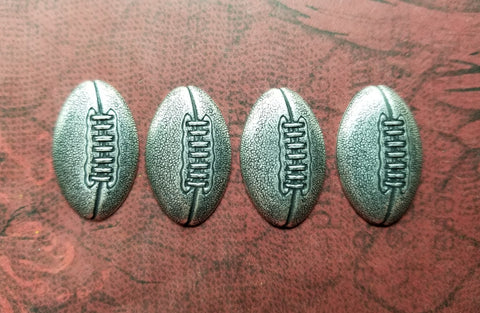 Large Oxidized Silver Football Stampings (4) - L957