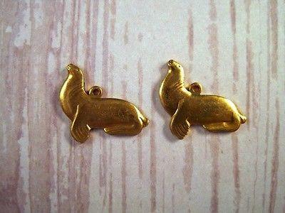 Small Solid Raw Brass Seal Charms (2) - MBR8063 Jewelry Finding