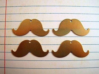 Raw Brass Mustache Charm Stampings (4) - MBRA944 Jewelry Finding