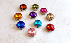 12x7mm Acrylic Gems With Platinum Base (10) - P114 Jewelry Finding