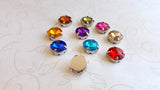 12x7mm Acrylic Gems With Platinum Base (10) - P114 Jewelry Finding