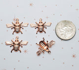 XSmall Shiny Rose Gold Bee Charms With Ring (4) - PRGRAT6593WR
