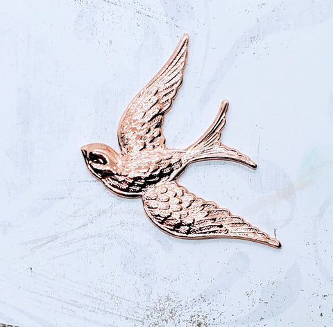 Large Shiny Rose Gold Flying Sparrow Bird (1) - PRGS4892