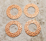 Rose Gold Ox Hammered Brass Circle Charm Stampings (4) - RGBF4
