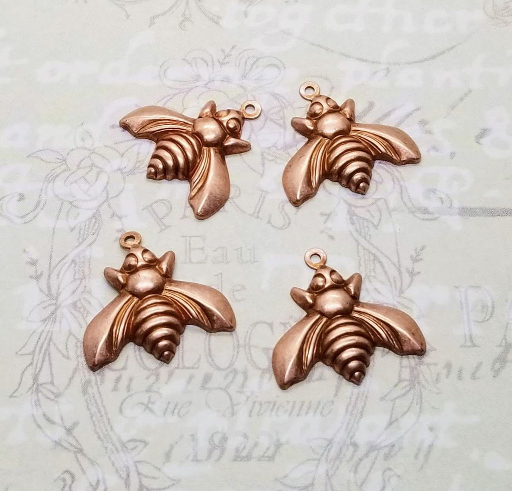Rose Gold Ox Bumble Bee Charms (4) - RGE122621XL