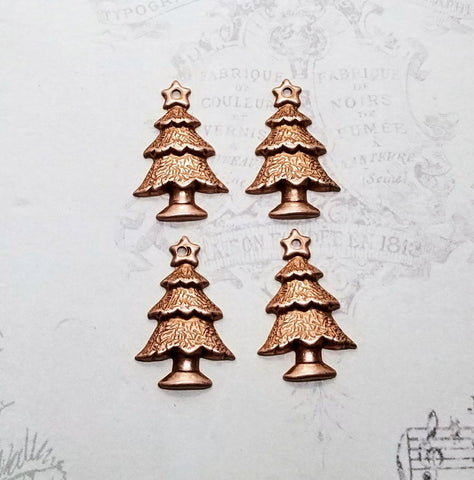 Small Rose Gold Ox Christmas Tree Stampings With Hole (4) - RGE2541