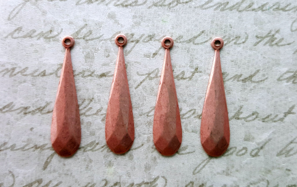 Rose Gold Ox Faceted Dangle Stampings (4) - RGFF4411 Jewelry Finding