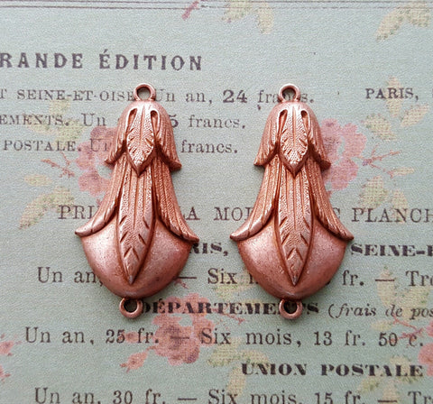 Rose Gold Ox Nouveau Connector Stampings (2) - RGFF7562
