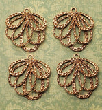 Rose Gold Ox Ornate Layered Flower Charms (4) - RGG087