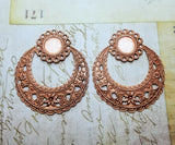 Large Rose Gold Ox Fancy Filigree Charms With Setting (2) - RGL975