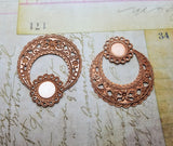 Large Rose Gold Ox Fancy Filigree Charms With Setting (2) - RGL975