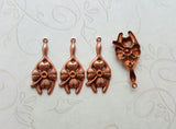 Rose Gold Ox Four Leaf Clover Wishbone Charms Stampings (4) - RGS1557