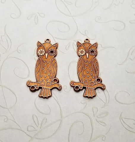 Rose Gold Ox Solid Brass Owl Charms (2)- RGS2315