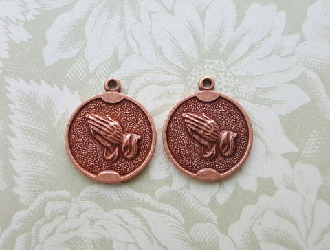 Rose Gold Ox Praying Hands Charms (2) - RGS3039