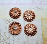 Rose Gold Ox Ornate Art Deco Round Stampings (4) - RGS3692