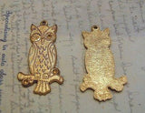 Raw Solid Brass Owl Charm Stampings (2) - S2315 Jewelry Finding