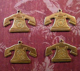 Raw Brass Vintage Telephone Charm Stampings (4) - SG2307R