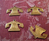 Raw Brass Vintage Telephone Charm Stampings (4) - SG2307R