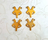 Raw Brass Fox Head Charm Connectors (4) - SG32692R Jewelry Finding