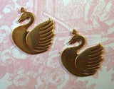 Large Raw Brass Swan Charm Stampings (2) - SG3802R