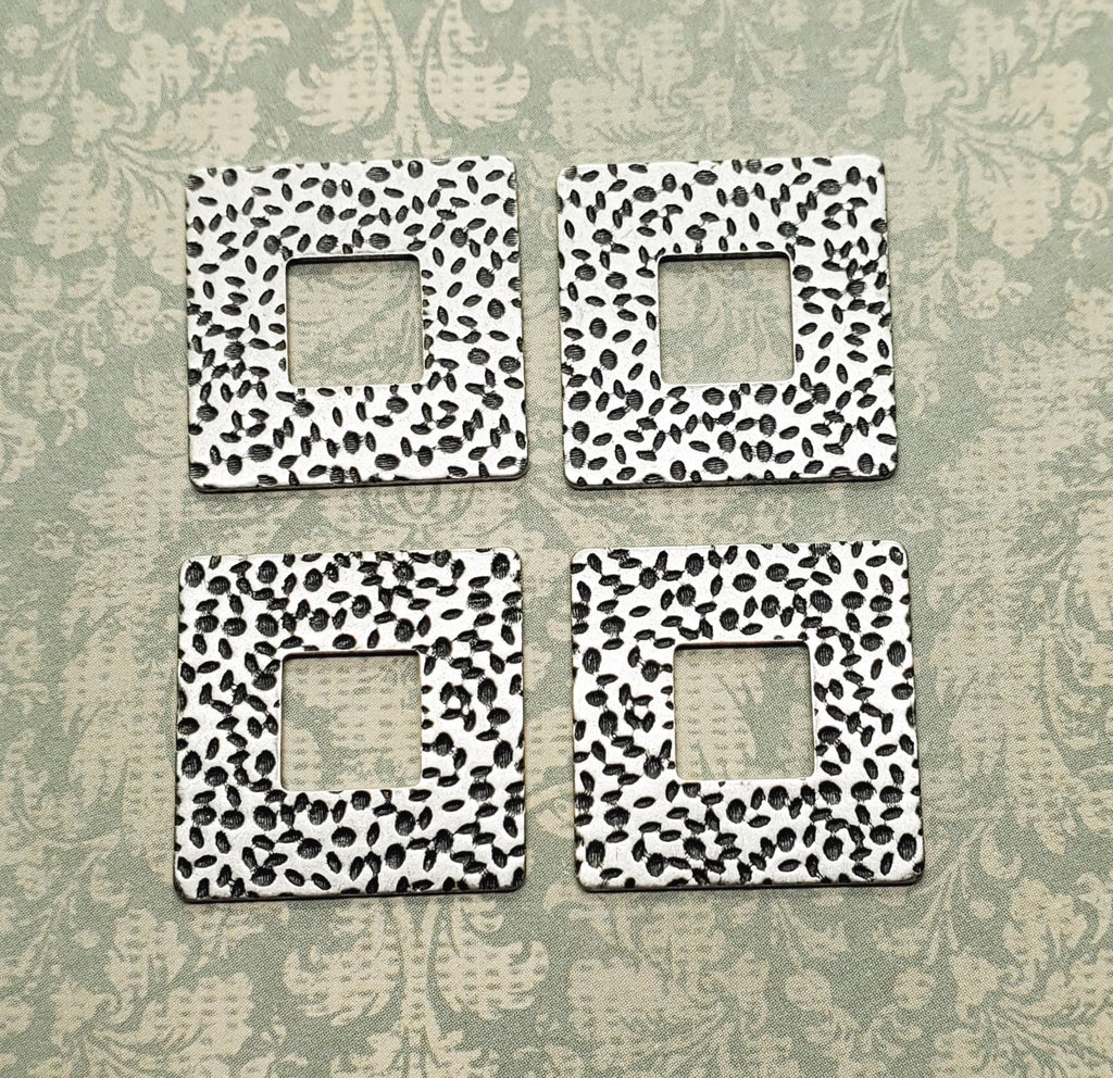 Oxidized Silver Hammered Brass Square Stampings (4) - SOBF7