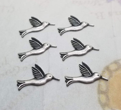 Small Oxidized Silver Hummingbird Findings (6) - SOE2955NR