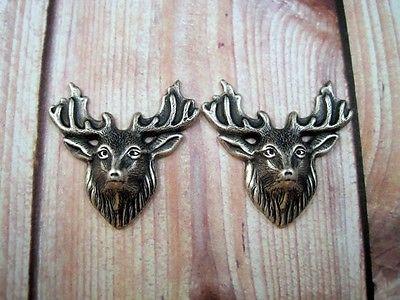 Oxidized Silver Plated Elk Head Stampings (2) - SOFF0959-1