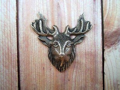 Large Oxidized Silver Plated Brass Elk Head Stamping (1) - SOFF0959