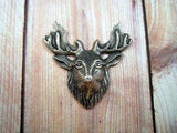 Large Oxidized Silver Plated Brass Elk Head Stamping (1) - SOFF0959