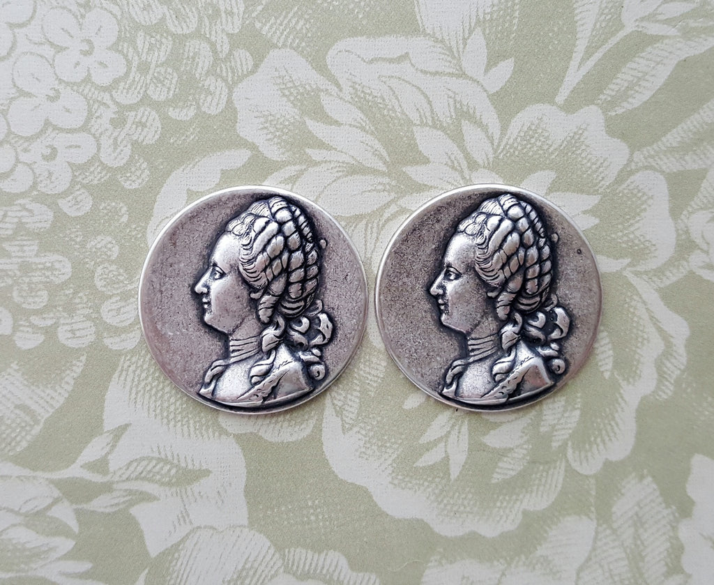 Oxidized Silver Marie Antoinette Stampings (2) - SOFFA1465