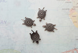 Small Oxidized Silver Turtle Stampings (4) - SOFFA9420