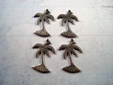 Small Oxidized Silver Palm Tree Charms (4) - SOGB7048 Jewelry Finding
