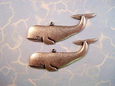 Oxidized Silver Plated Blue Whale Charm Stampings (2) - SOMBRA563